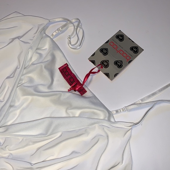 Boohoo Draped Crossover High Waisted Cream Bodysuit - Women’s Size 2 - Picture 6 of 6